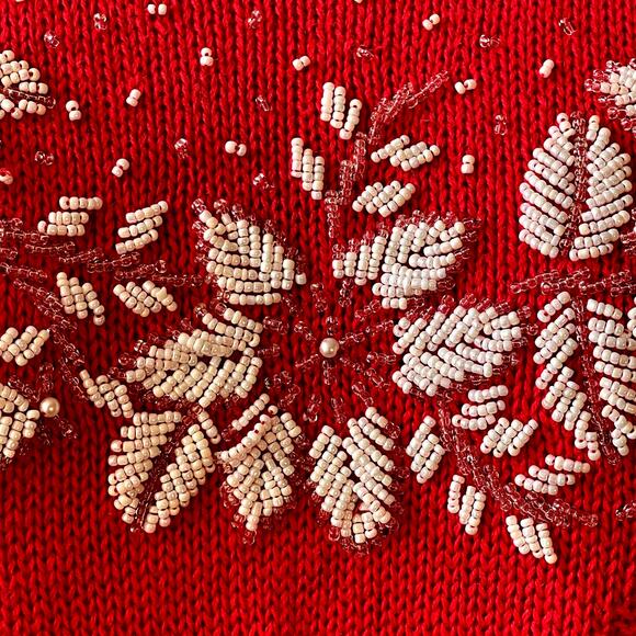 VINTAGE 80s Work in Progress Beaded Holiday Christmas Sweater Size 2XL - Picture 2 of 4